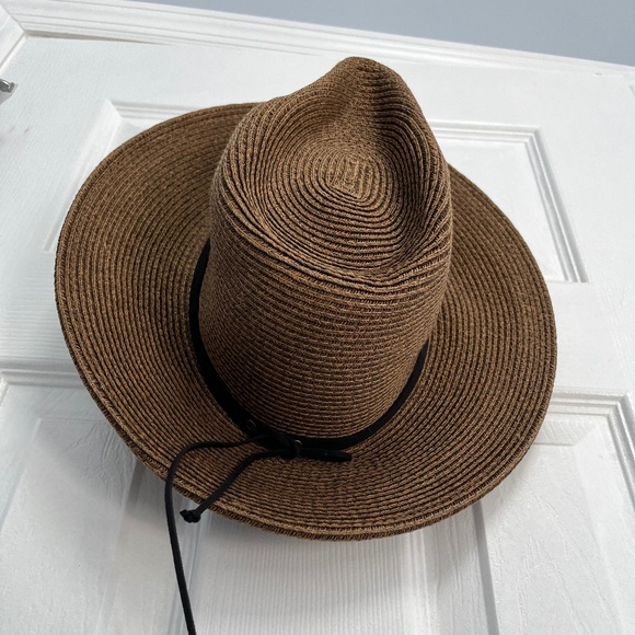 Lucky brand woman’s brown straw hat with string accent OSFM - Picture 1 of 11